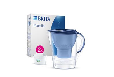 BRITA Marella Cool Wasserfilterkanne 2,4L + 2 Maxtra Pro All-in-1 Wasserfilter blau