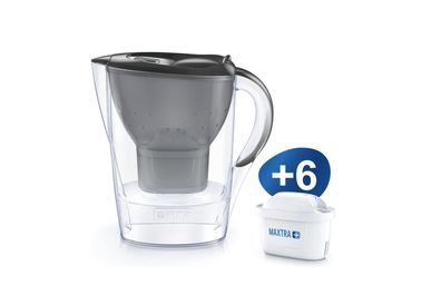 BRITA Marella Cool Wasserfilterkanne 2,4L + 6 Maxtra Pro All-in-1 Wasserfilter grau