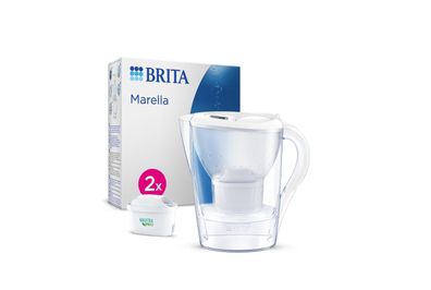 BRITA Marella Cool Wasserfilterkanne 2,4L + 2 Maxtra Pro All-in-1 Wasserfilter weiß