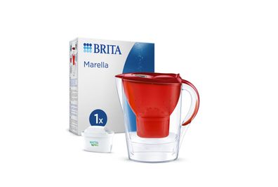 BRITA Marella Cool Wasserfilterkanne 2,4L + 1 Maxtra Pro All-in-1 Wasserfilter rot