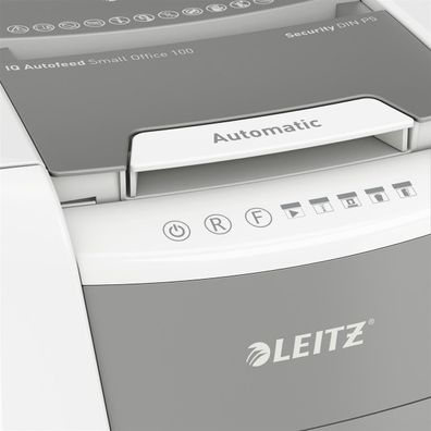 Leitz 8012-00-00 Aktenvernichter IQ Autofeed Small Office 100 - Mikroschnitt, P-5, we