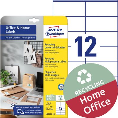 AVERY Zweckform LR3424-10 120 Etiketten weiß 105,0 x 48,0 mm