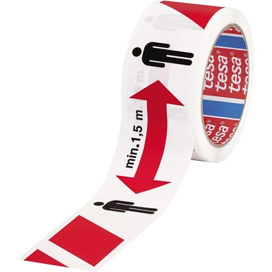 tesa 58263-00000-00 tesa Warnklebeband Signal Abstand halten min. 1,5 m rot/weiß/schw