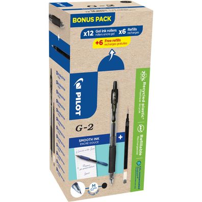 PILOT 2605001G12M PILOT G2 Greenpack Gelschreiber-Set schwarz 0,4 mm