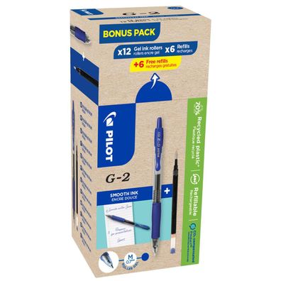 PILOT 2605003G12M G2 Greenpack Gelschreiber-Set blau 0,4 mm