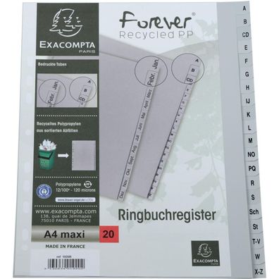 Exacompta 1920B Exacompta Ordnerregister Vollformat, Überbreite A-Z grau 20-teilig, 1