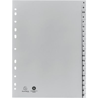 Exacompta 1720B Exacompta Ordnerregister Vollformat A-Z grau 20-teilig, 1 Satz