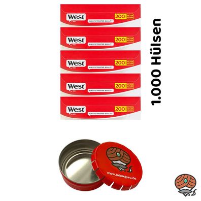 5 Pack West King Size Filterhülsen + Taschenascher