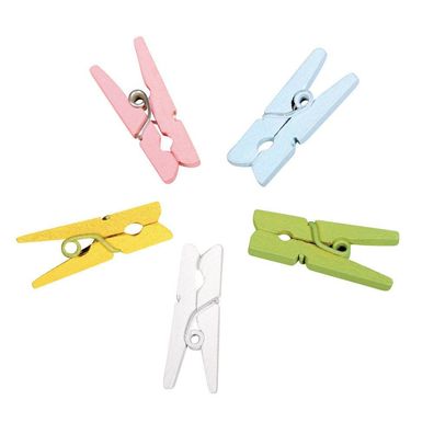 Rayher 56785000 20x Holzklammern farbig mini