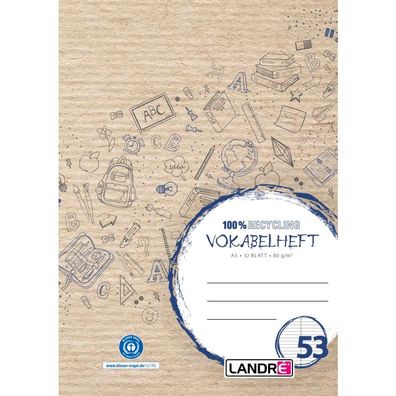 LANDRÉ 400146772 Vokabelheft Recycling DIN A5 2-spaltig 32 Blatt(S)