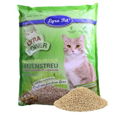 3 x 10 Liter Lyra Pet® Lyra Power Grasfaser Katzenstreu klumpend - Wähle