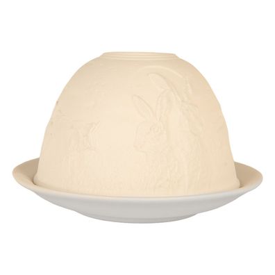 Clayre & Eef Teelichthalter Ø 12x8 cm Weiß Porzellan (Gr. Ø 12x8 cm)