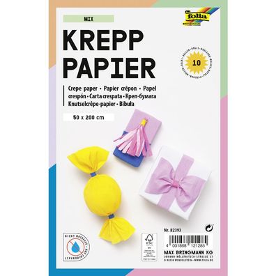 folia 82393 10er Krepppapier-Rollen MIX 500 mm x 2 m sortiert