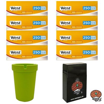 8 Pack West Yellow Extra Filterhülsen + Autoaschenbecher + Box