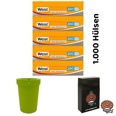 5 Pack West Yellow King Size Filterhülsen + Autoaschenbecher + Box