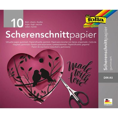 folia 780 Scherenschnittpapier gummiert schwarz 105 g/qm 10 Blatt