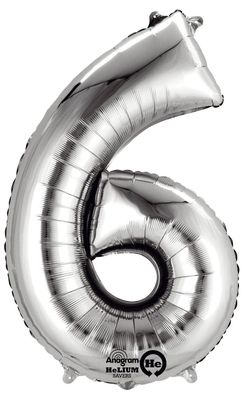 amscan® 9906291 Folienballon Zahl 6 - silber