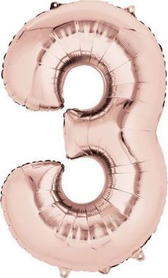amscan® 3621401 Folienballon XXL Zahl 3 - rose gold