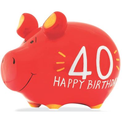 KCG 101659 Spardose Schwein "40 Happy Birthday" - Keramik, klein