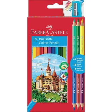 Faber-Castell 110312 Farbstifte ECO + 3 Bicolor sortiert