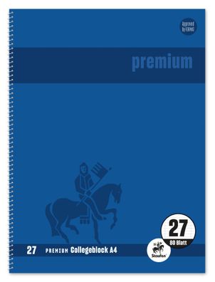 Staufen® 734451271 Collegeblock Premium LIN 27 - A4, 80 Blatt, 90 g/qm, blau, liniert