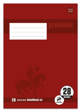 Staufen® 734044228 Schulblock Premium LIN 28 - A4, 50 Blatt, 90 g/qm, kariert mit Ran