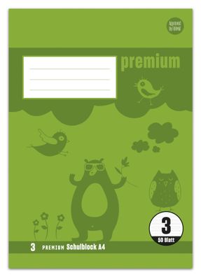Staufen® 734044233 Schulblock Premium LIN 3 - A4, 50 Blatt, 90 g/qm blanko Doppellini