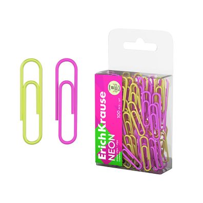 Büroklammern 28mm kratzfrei & rostfrei 100 Stück Neon Gelb / Pink