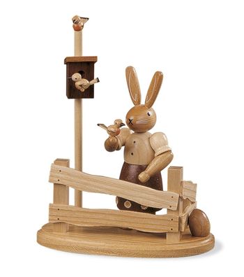 Osterfigur Hasenfrau am Gartenzaun natur klein Höhe 14cm NEU Osterdeko Osterhase