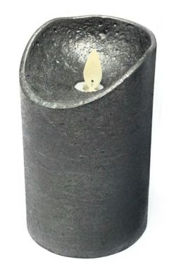 LED Kerze echtwachs Stumpenkerze Höhe 12,5 cm Anthrazit Einschaltautomatic + Timer