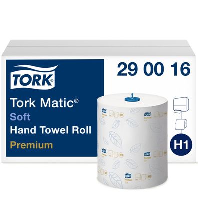 Tork® 290016 Matic® Rollenhandtuch für System H1 - 6 Rollen 21 cm x 100 m, weiß, 2-la