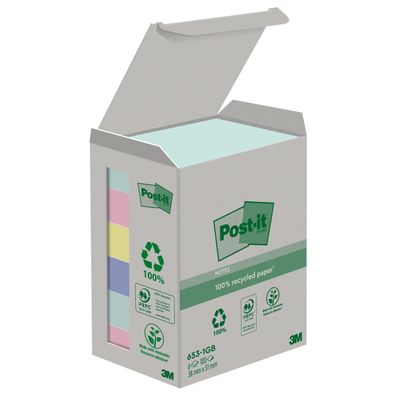 Post-it® 7100259445 Recycling Notes Rainbow Haftnotizen Standard farbsortiert 6 Blöck