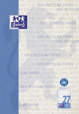 Oxford 400159592 Schulblock LIN 27 - A4, 50 Blatt, 90 g/qm, Recycling, 4-fach Lochung