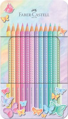 FABER-CASTELL 201910 Buntstifte Sparkle Pastell - 12er Metalletui, sortiert
