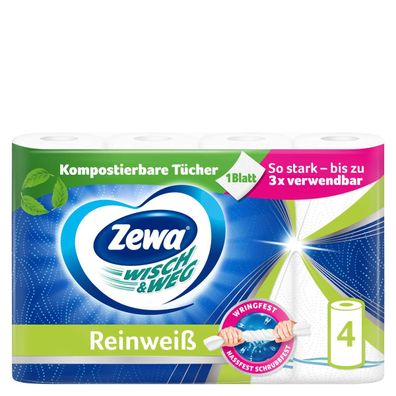 Zewa 43226 Küchenrollen WISCH&WEG Reinweiss 2-lagig 4 Rollen