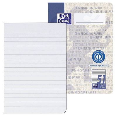 OXFORD 400159445 Schulhefte Recycling Lineatur 52 liniert DIN A6 ohne Rand, 32 Blatt