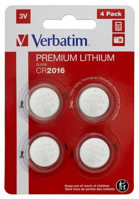 Verbatim 49531 Batterie CR2016 Verbatim Lithiumbatterien 4er Pack. 3V