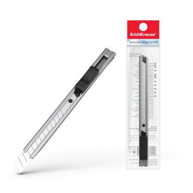 Cuttermesser 9mm Metallgehäuse Klingenrückhaltesystem 1 Stück silber