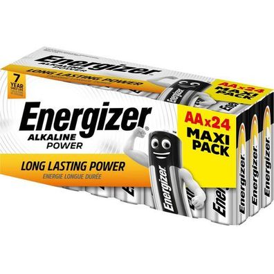 Energizer E303271600 Batterie Power Mignon AA 1,5V, weiß/gelb, 24 Stück