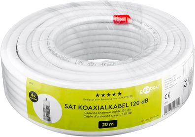 Goobay 49761 120 dB SAT Koaxialkabel, 4x geschirmt, 20 m, weiß für digitale SAT- und