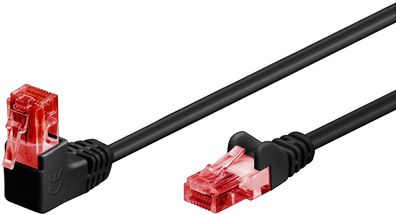 Goobay 51514 CAT 6 Patchkabel 1x 90° gewinkelt, U/UTP, schwarz, 0,5 m Kupferkaschiert