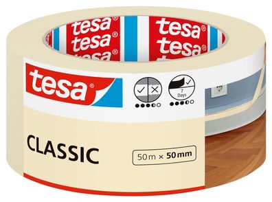 tesa® 52807-00000 Malerband Classic - 50 m x 50 mm, beige