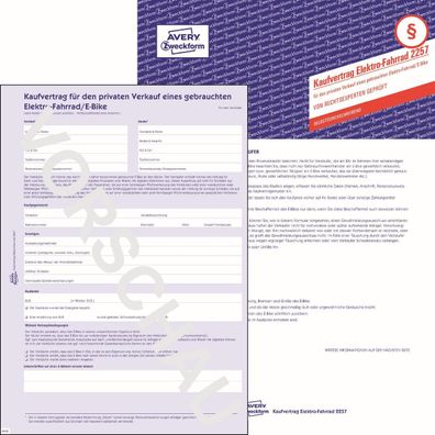 Avery Zweckform® 2257 2257 Kaufvertrag - gebrauchtes E-Bikes, DIN A4, selbstdurchschr