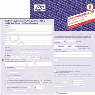 Avery Zweckform® 2253 2253 Mietvertrag - Einstellplatz E-Autos, DIN A4, selbstdurchsc