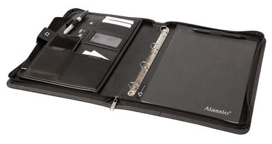 Alassio® 46224 Schreibmappe - A4, Ringmechanik, anthrazit, Reißverschluss