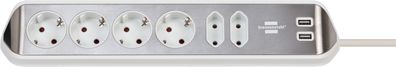 brennenstuhl® 1153590620 Ecksteckdosenleise ®estilo - 6-fach, 2m, weiß, 4x Schuko, 2x
