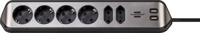 brennenstuhl® 1153590610 Ecksteckdosenleise ®estilo - 6-fach, 2m, schwarz, 4x Schuko,