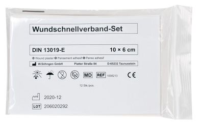 SÖHNGEN® 1008213 Pflaster-Schnellverband-Set - DIN 13019-E, 10 x 6 cm, 12 Stück