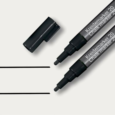 SIGEL BA177 Kreidemarker 20 - Rundspitze 1-2 mm, schwarz, 2 Stück