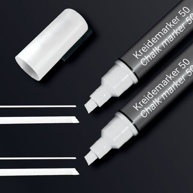 SIGEL BA184 Kreidemarker 50 - Keilspitze, 1-5mm, weiß, 2 Stück